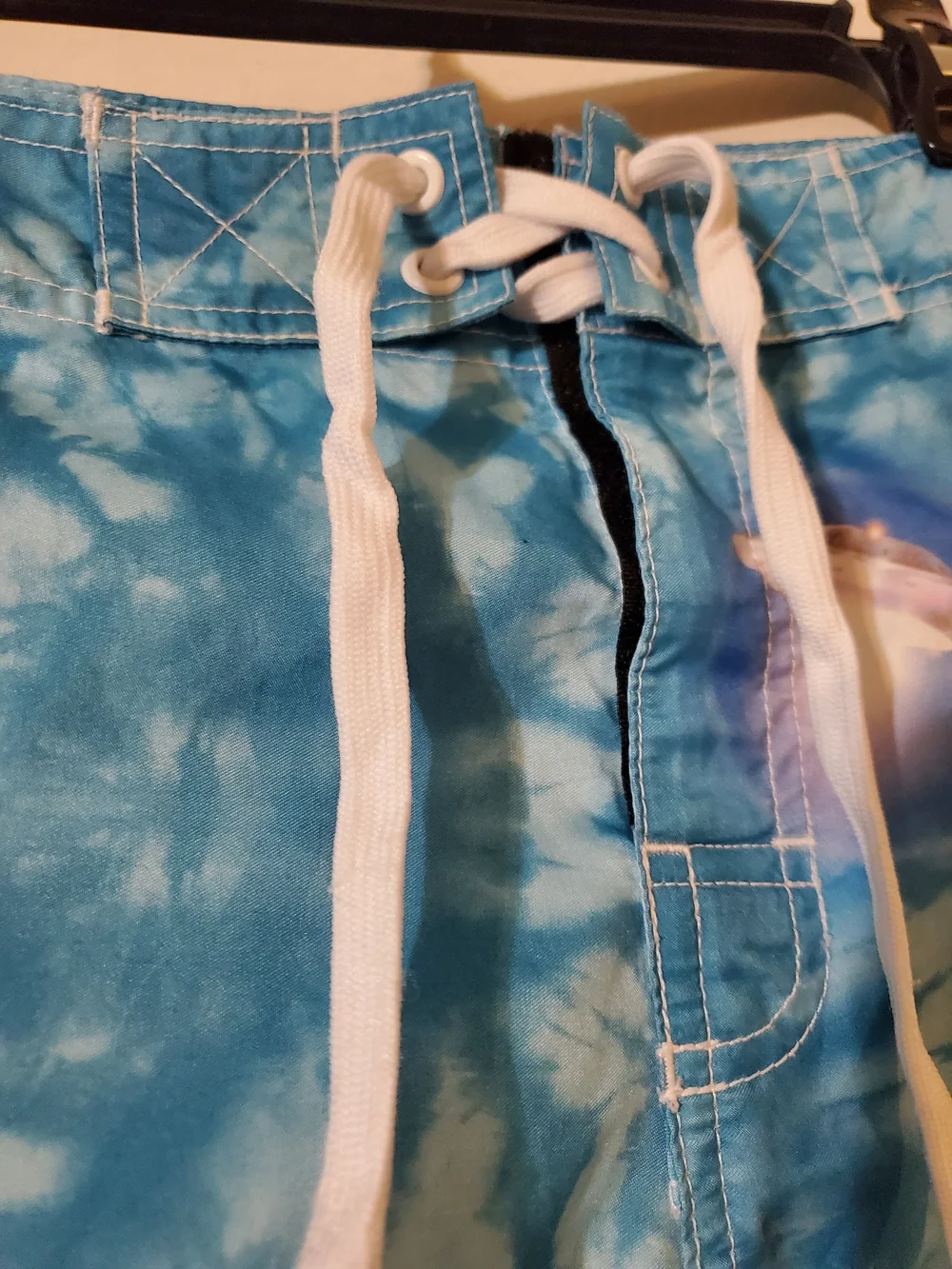 Mens Blue Tie-Dye Alien Graphic Swim Shorts Board Shorts Mens Sz 36 - Picture 3 of 6